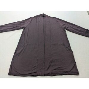 Eileen Fisher Cardigan‎ Open-Front Long Viscose Knit Purple Sweater Medium Plum